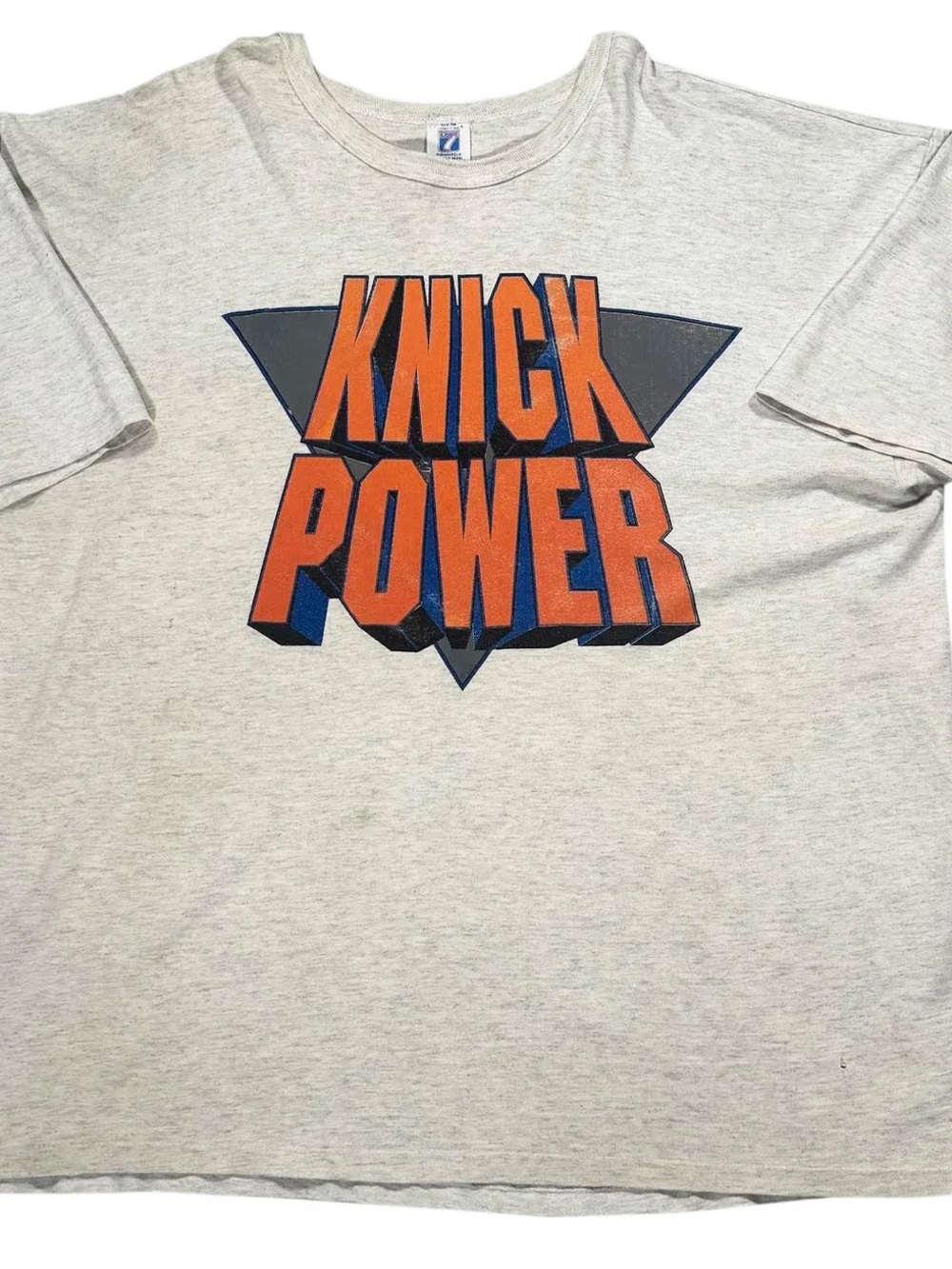 Vintage Logo 7 New York Knicks Knick Power Grey T Shirt (Size XXL)